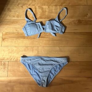 Light Blue ‘California Waves’ Women’s Medium Ribbed V-Wire Bikini